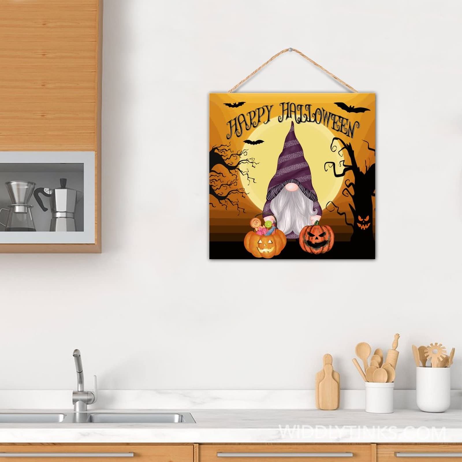 Dynia Halloween Drewniana tablica Halloween Party Decor Znak drewna Dom wiejski Rustykalne drewniane znaki dekoracyjne do łazienki Kuchnia Wystrój żłobka Parapetówka Prezenty 12x12in