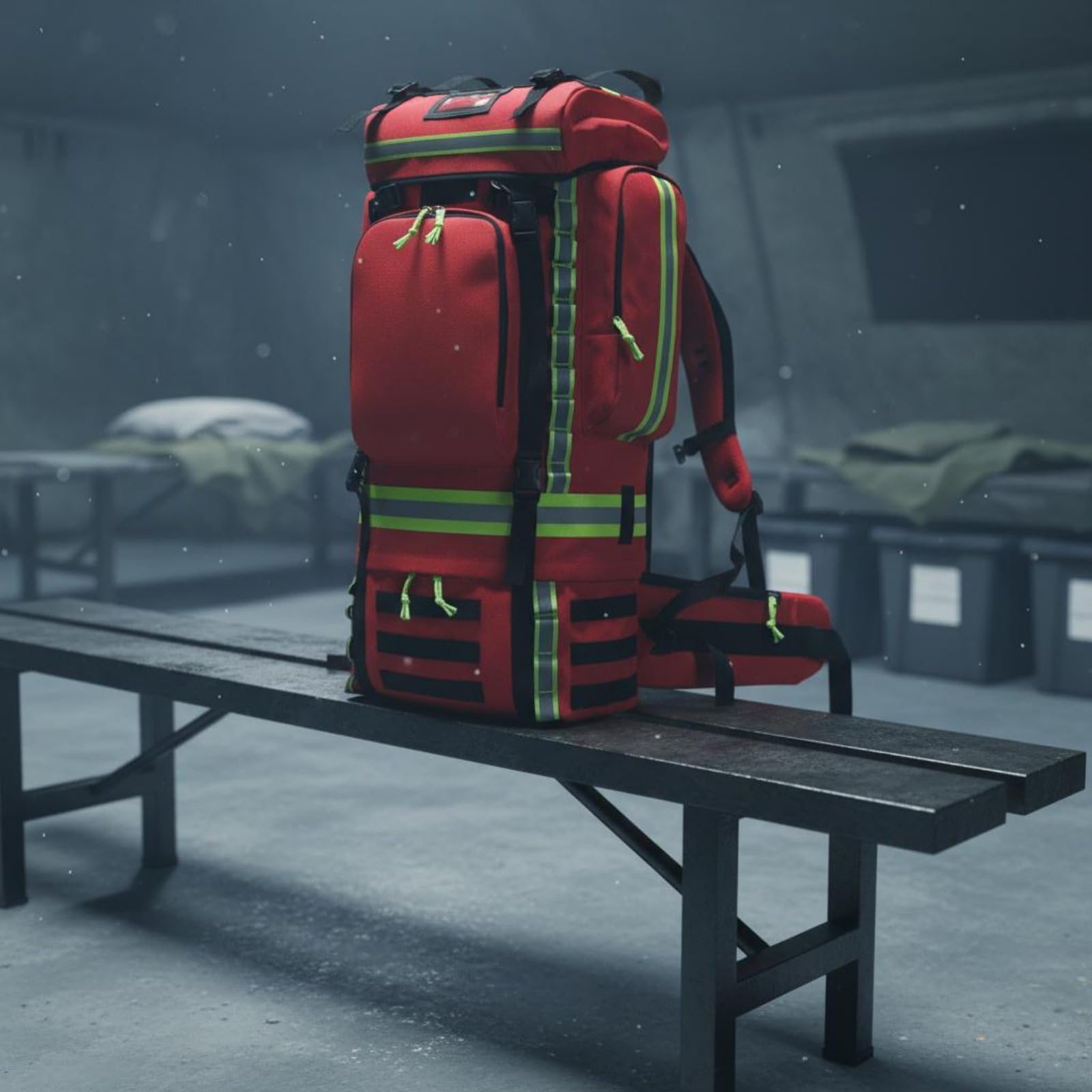 Zaino Impermeabile Modulare Rapido Accesso Tascabili Strutturati Spallacci Rinforzati Materiale Oxford Adatto per Interventi Operazioni Campo, Zaino Di Emergenza Rosso, Array, Rosso