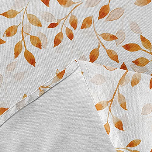 Warm Tour Orange Gradient Maple Leaves White Kitchen Table Cloth Waterproof Round Tablecloths,Fall Aesthetic Abstract Leaf Spillproof Tablecover For Dining Room/Outdoor Parties/Bbq/Banquet #TOP6