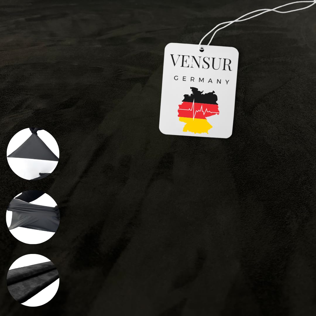 Kunstleder selbstklebend - Mikrofaserstoff selbstklebend - Selbstklebende Dehnbare Folie in Wildleder Optik - Selbstklebende Innenraum Folie für Auto & Möbel (Schwarz, 400cm x 150cm)