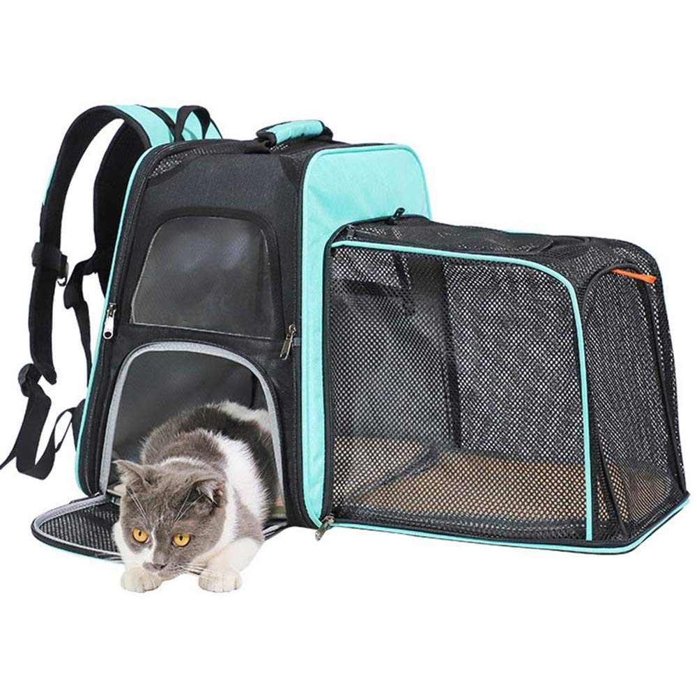 Mochila con Ruedas para Mascotas con Rueda Alrededor de la Bolsa de Equipaje para Perros y Gatos Transportín de Viaje para Mascotas, Suministros para Mascotas, Gris