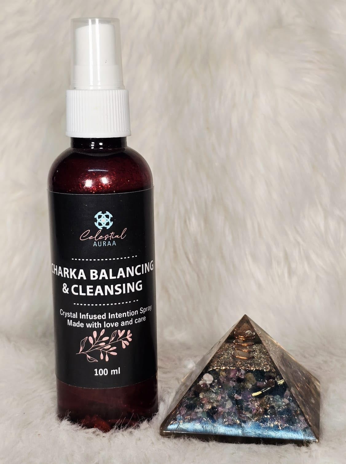 CelestialAura Chakra Balancing & Cleansing Intention – 100 ml – Infused with Crystals, Herbs & Oils, Full Moon Charged, for Energy Alignment, Inner Harmony & Spiritual Clarity