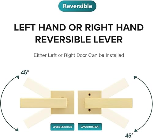 Miniatura 5 de Paquete de 1 cerradura de manija de armario y pasillo con acabado de latón manchado, manija de cerradura de puerta resistente en latón mancha para