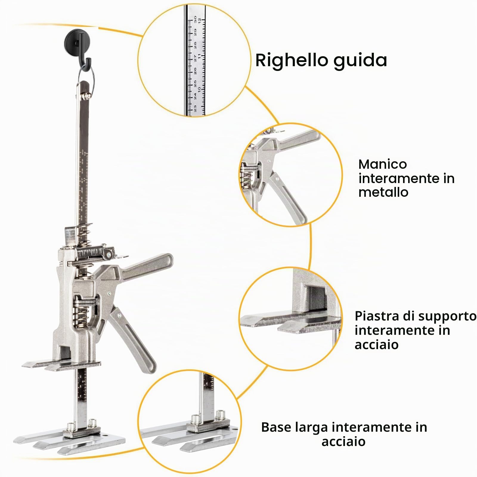 2 pezzi Sollevatore per Pannelli di Livellamento a Risparmio di Lavoro,400kg/880lbs,per Pavimenti, Porte, Installazione di Armadi, Sollevatori per Cartongesso, con Scala (38.3cm)