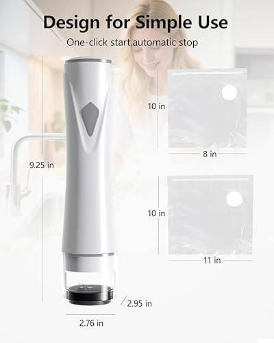 Miniatura 7 de Sellador al vacío de mano para alimentos con tanque de agua visible, potente máquina selladora al vacío compacta con 30 bolsas de vacío