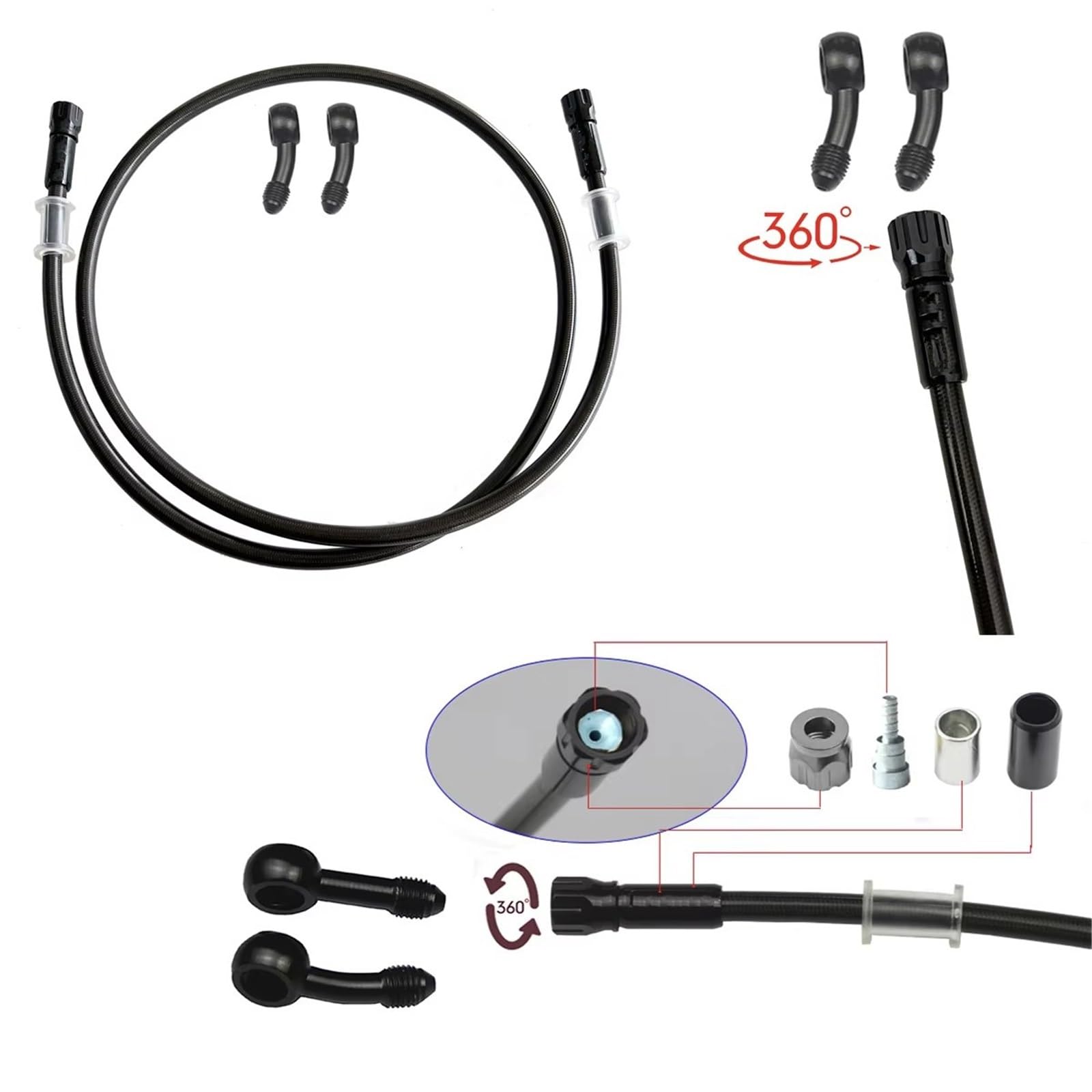 Levier Frein D'Embrayage Pliable Moto Kit D'embrayage Hydraulique Pour Moto, Piston De 14mm, Maître-cylindre Frein, Tuyau 1200mm(Only Hose pump)