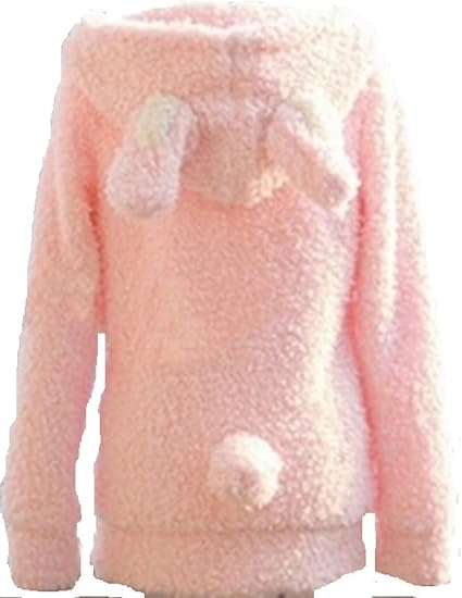 Amazon Co Jp うさぎ もこもこ パーカー 耳付 服 ファッション小物