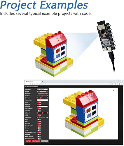 Miniatura 4 de Freenove Placa ESP32-S3 ESP32 S3 CAM, Microcontrolador de doble núcleo de 32 bits a 240 MHz, cámara a bordo inalámbrica, código Python C, tutorial