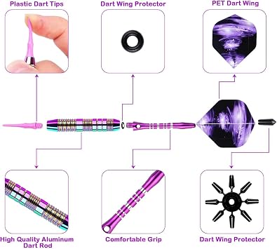 Soft Tip Darts Set - Darts Plastic Tip Sets, 3Pack Professional Plastic Tips Dart with Extra 12 Soft Tips and 6 Replace Dart Leaf for Beginners & Pro Players