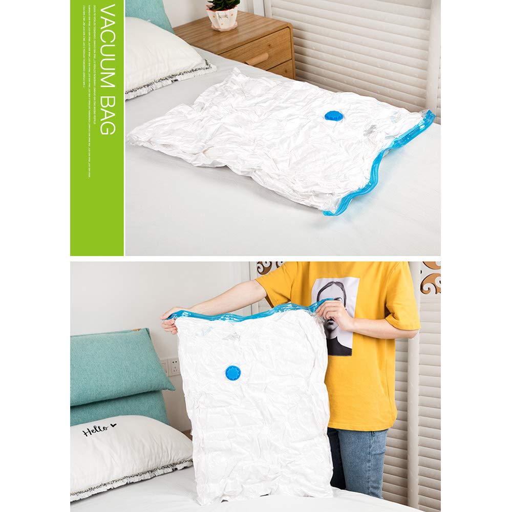 AKT Bolsas de Almacenamiento al Vacío - 4 PC Fuerte Bolsas de Vacío Reutilizables con 2 Bomba (Mano/Eléctrico) Reutilizable para la Ropa de Cama Edredones Almohada