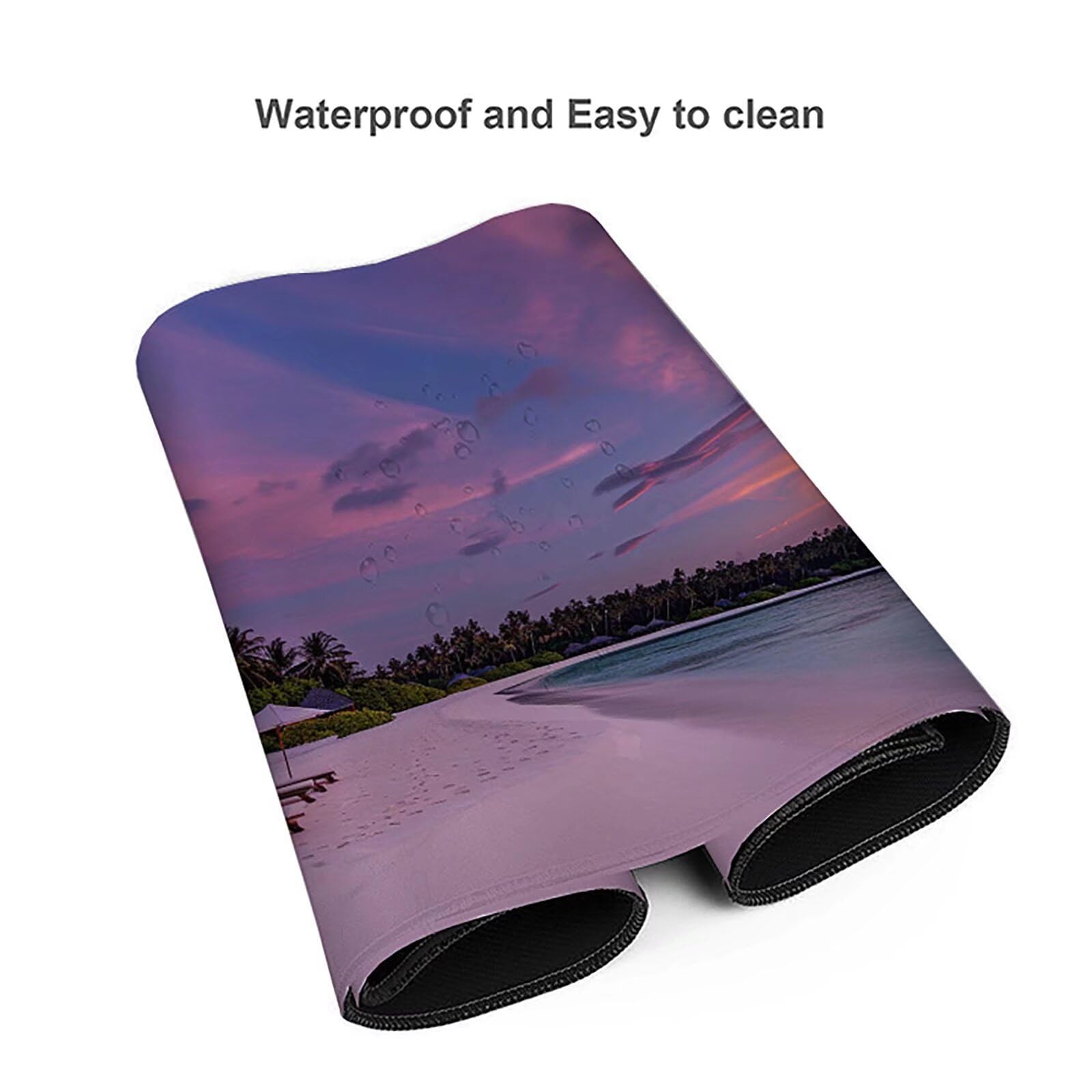 Żółta podkładka pod mysz plażowa XXL 1400 x 600 x 3 mm podkładka pod mysz do gier akcesoria biurowe, zmywalna, antypoślizgowa guma, wysoka dokładność i szybkość, pod biurko ręczne dla gracza 0-7-V