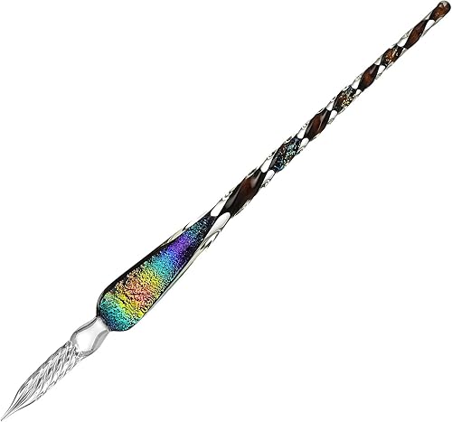 Molshine - Pluma de inmersión de cristal de borosilicato hecha a mano de alta calidad, pluma para firmas, transparente, regalo empresarial, Negro