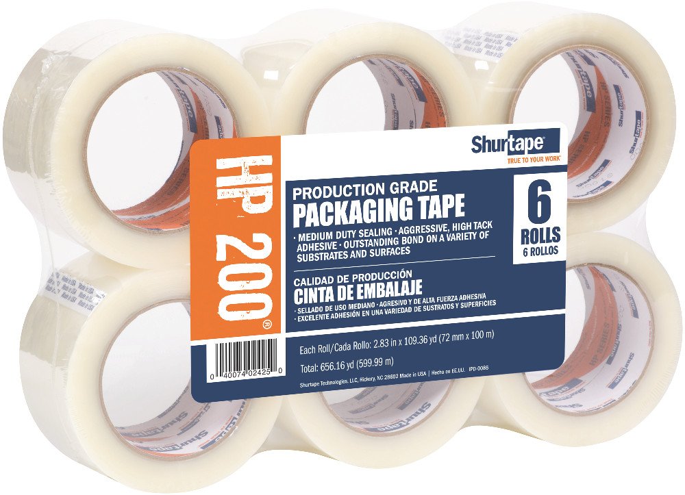 Shurtape HP 200 Production Grade Hot Melt Packaging Tape, 72mm x