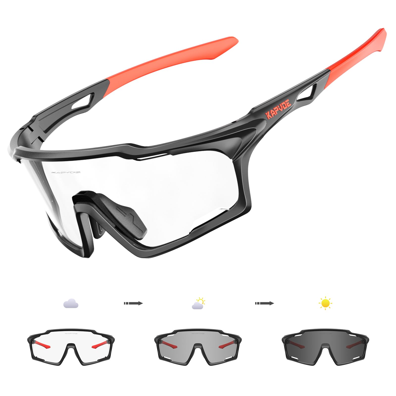 Velo Course Homme KAPVOE Lunette De Cyclisme Photochromique