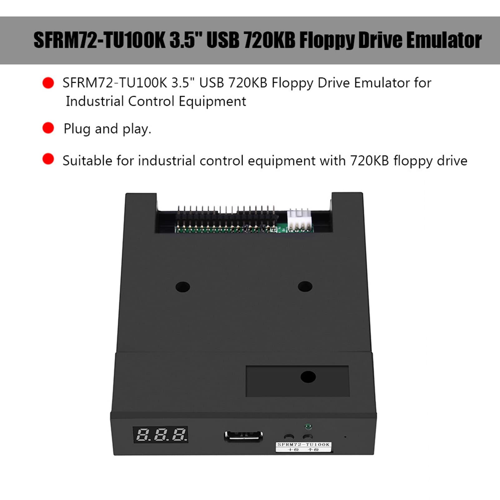 3,5-calowy emulator napędu dyskietek USB, Richer-R SFRM72-TU100K 720K 3,5-calowy emulator napędu dyskietek USB, odpowiedni do przemysłowych urządzeń sterujących Czarny