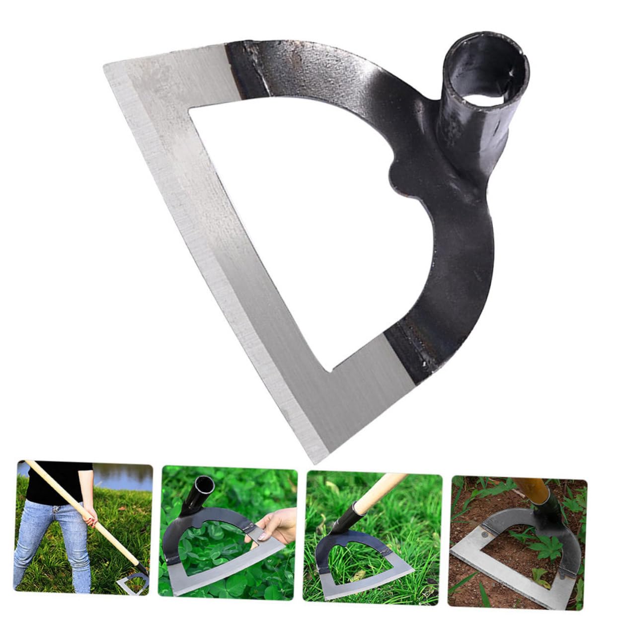 Houe de Jardin en Acier Inoxydable Argenté, Outil de Jardinage Robuste