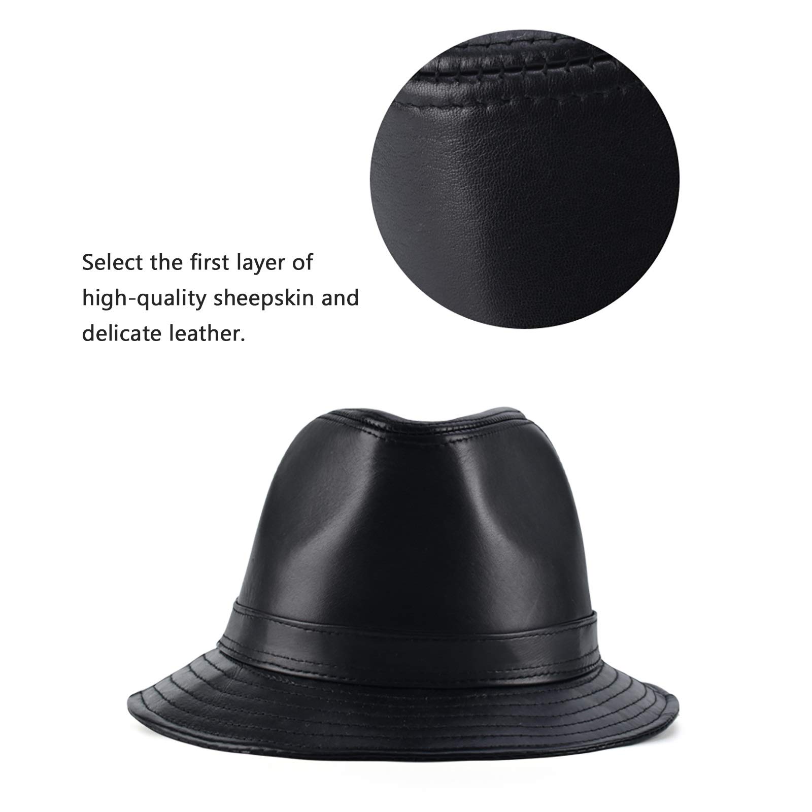 Sombreros de invierno, hombres piel de oveja sombrero de jazz invierno caliente clásico vintage fedora sombrero trilby taps 55-60 cm