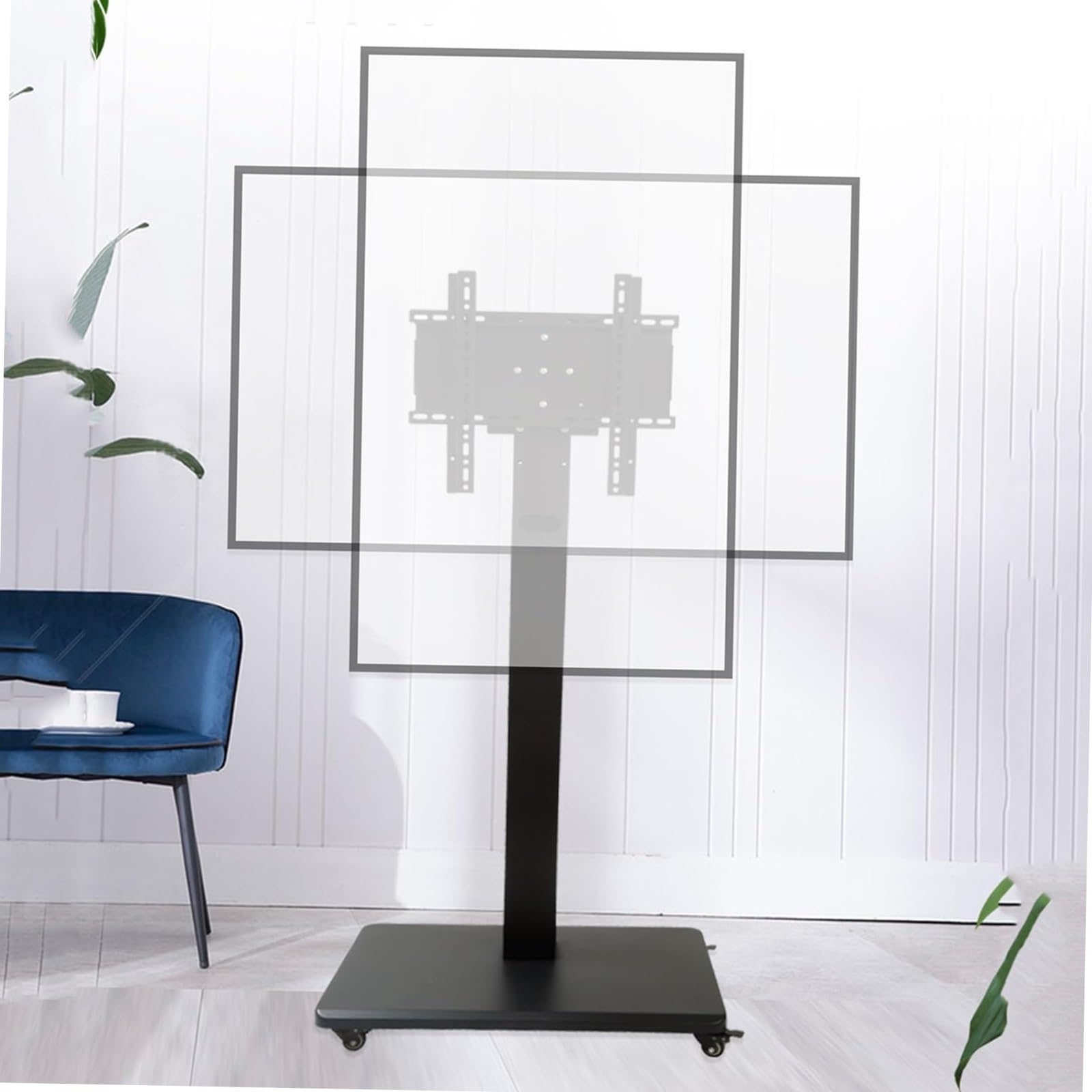 HPTHLY Mobile Stand - Mobile Tv Cart On Wheels, Height Adjustable Rolling Tv Stand Holds Up To 55 Kg/121 Lbs, Tv Mount For 32-65 Inch Tvs, Tv Mount Max Vesa 400X400Mm, Rotatable Tv M