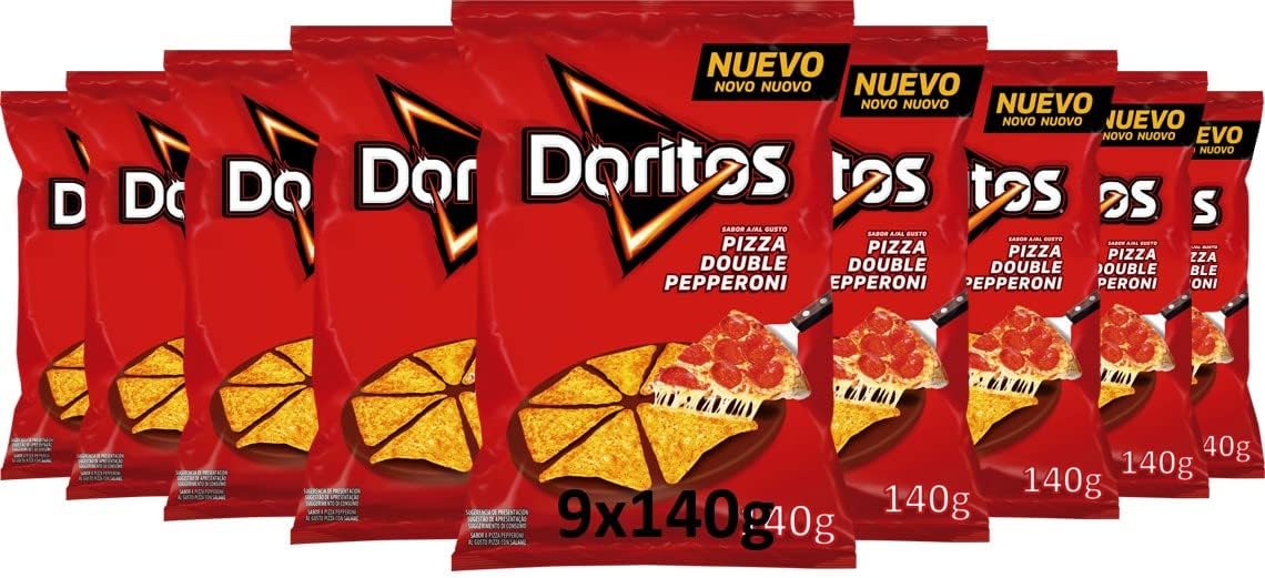 Doritos Double Pepperoni Pizza, 140g Pack de 9 Amazon.es
