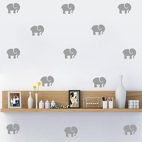 45 calcomanías de pared de elefante pequeño de 2.5 x 3.3 pulgadas para decoración de dormitorio de niños, decoración del hogar, mural de elefante, disponible en Yaxa Peru