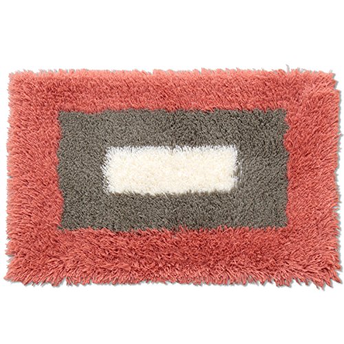 オカ バスマット 乾度良好 ランドスケープ 約36×55cm レッド 吸水 速乾