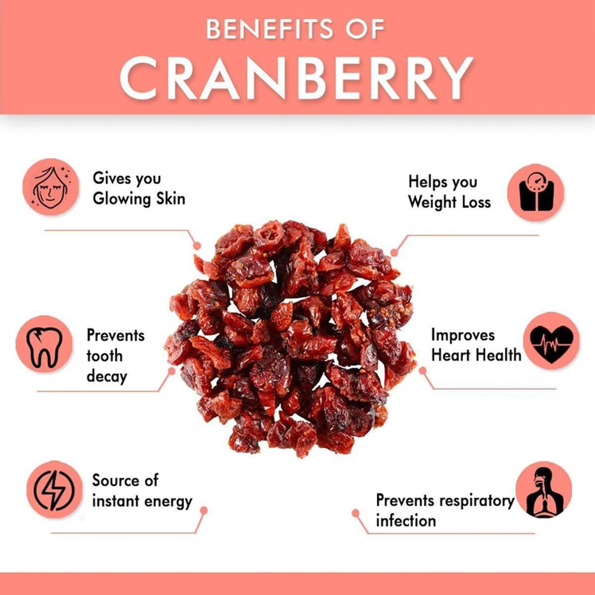 VEXA NATURALS Dried Cranberry I Dried Fruit, Berries, High Nutrient And Antioxidant No Added Preservatives | 1kg - Image 5 thumbnail