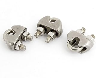 Aexit 3 Pcs Chain & Rope Fittings Silver Tone Stainless Steel Cable Clip Saddle Clamp for 5/32