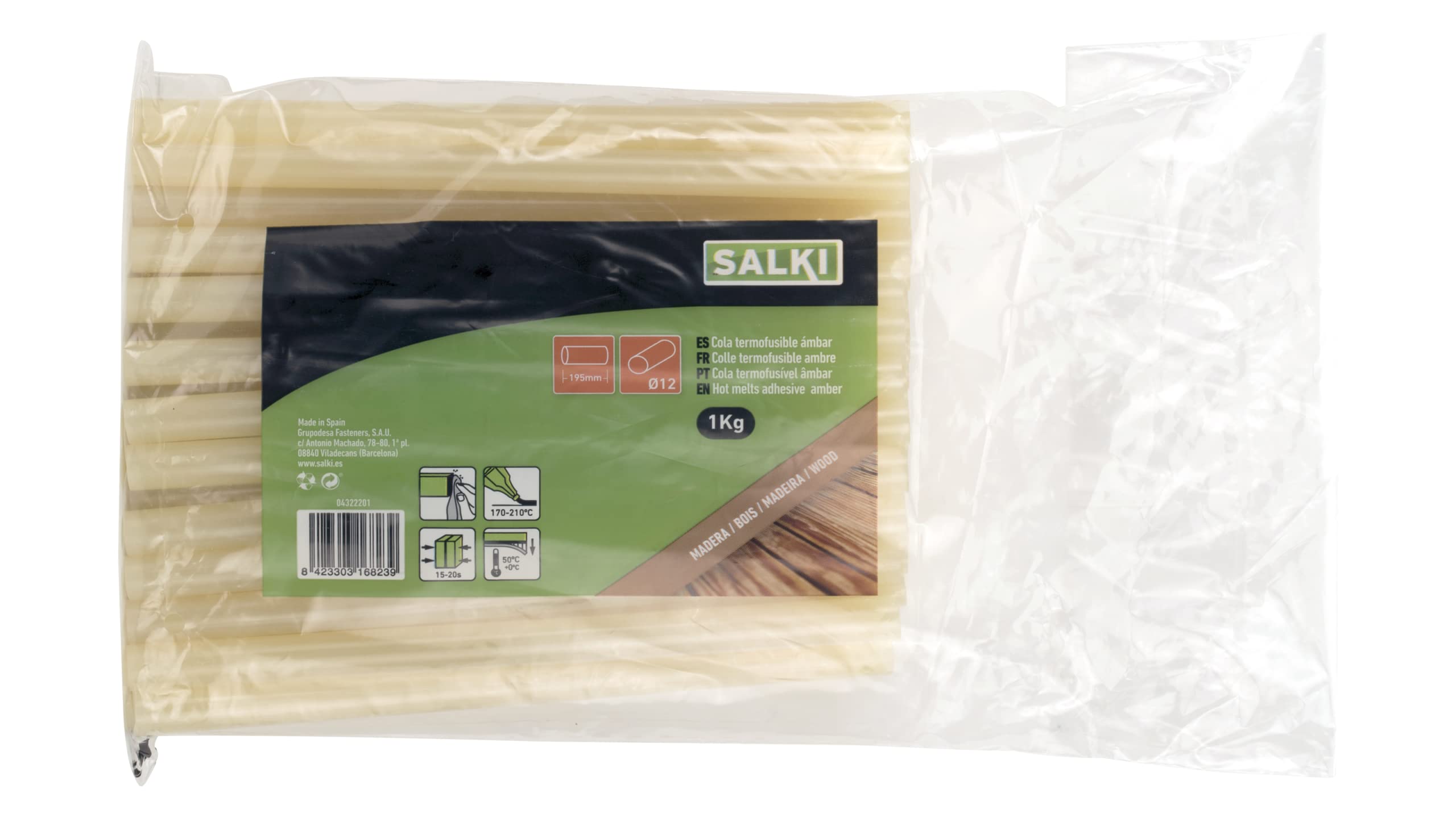 SALKI Bastoncini di colla a caldo – 1 kg di silicone caldo diametro 12 mm colore ambra per pistole per colla, metallo