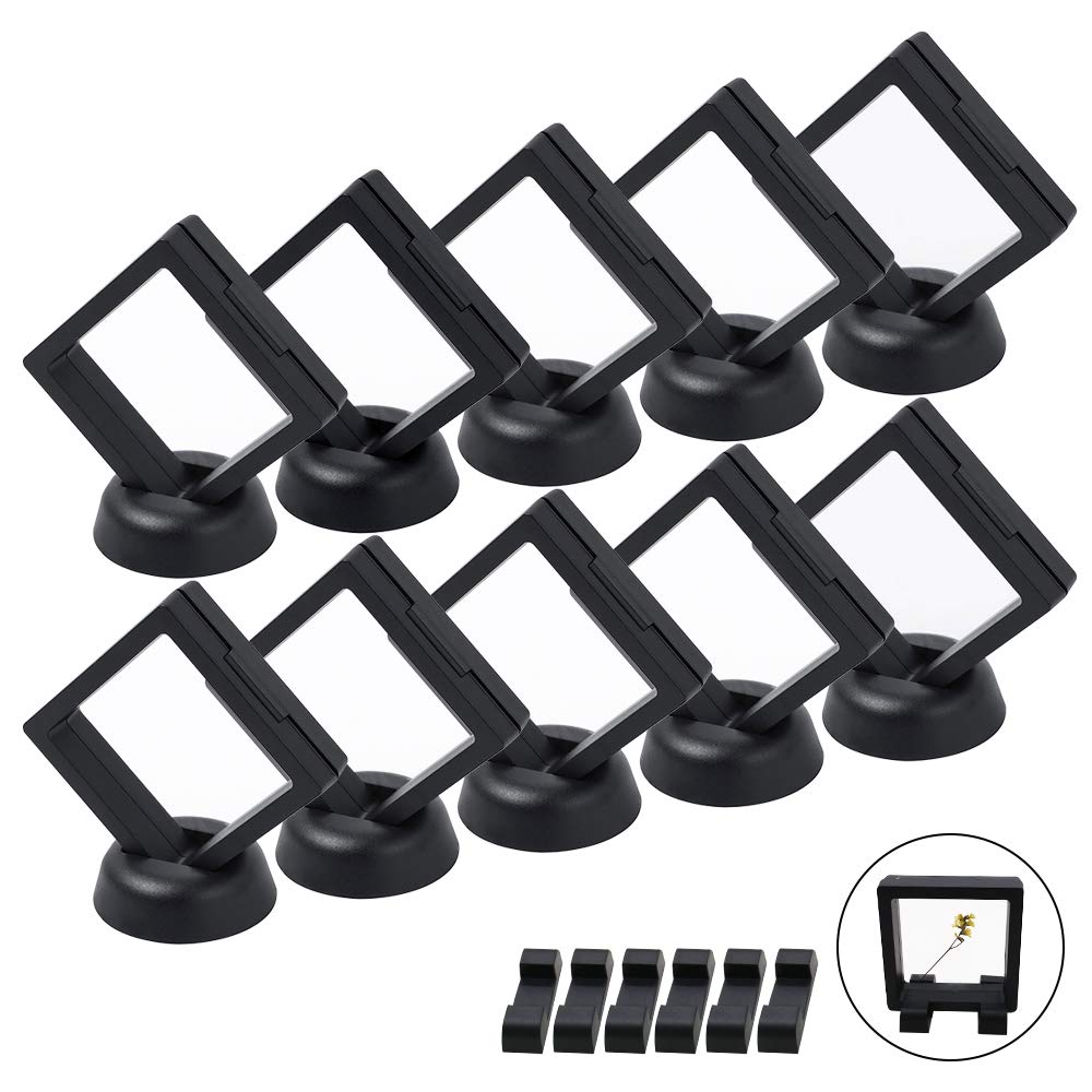LZYMSZLZYMSZ Set of 10 pcs Transparent 3D Floating Frame Display Stands Holder Suspension Frame for Challenge Coins, AA Medallions, Antique, Jewelry, Gift(2.7 x 2.7 x 0.8 Inches)