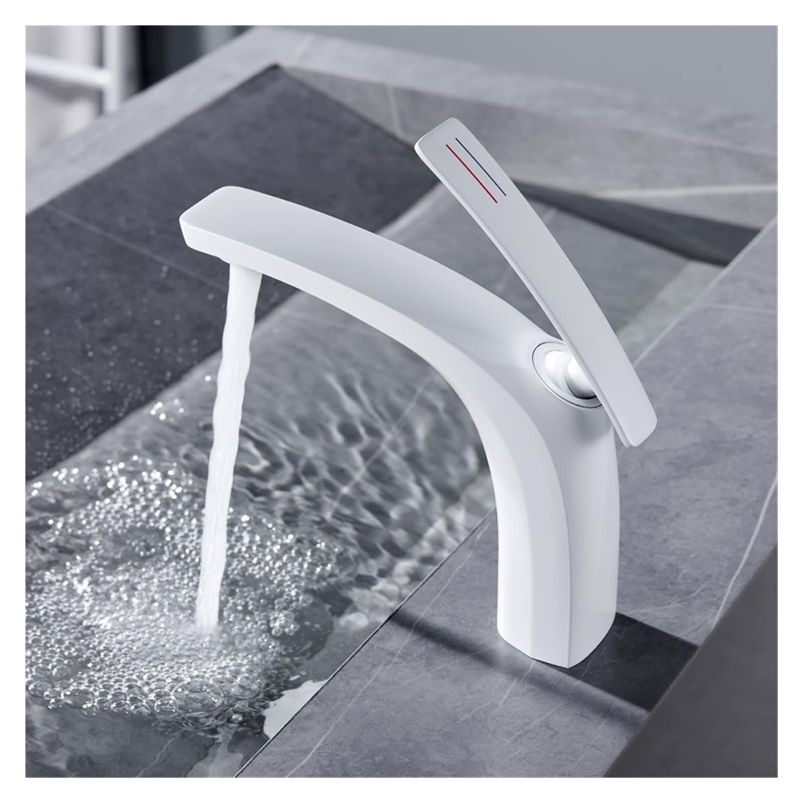 Mitigeur de bassin en laiton blanc et rouge robinet haut de gamme design
