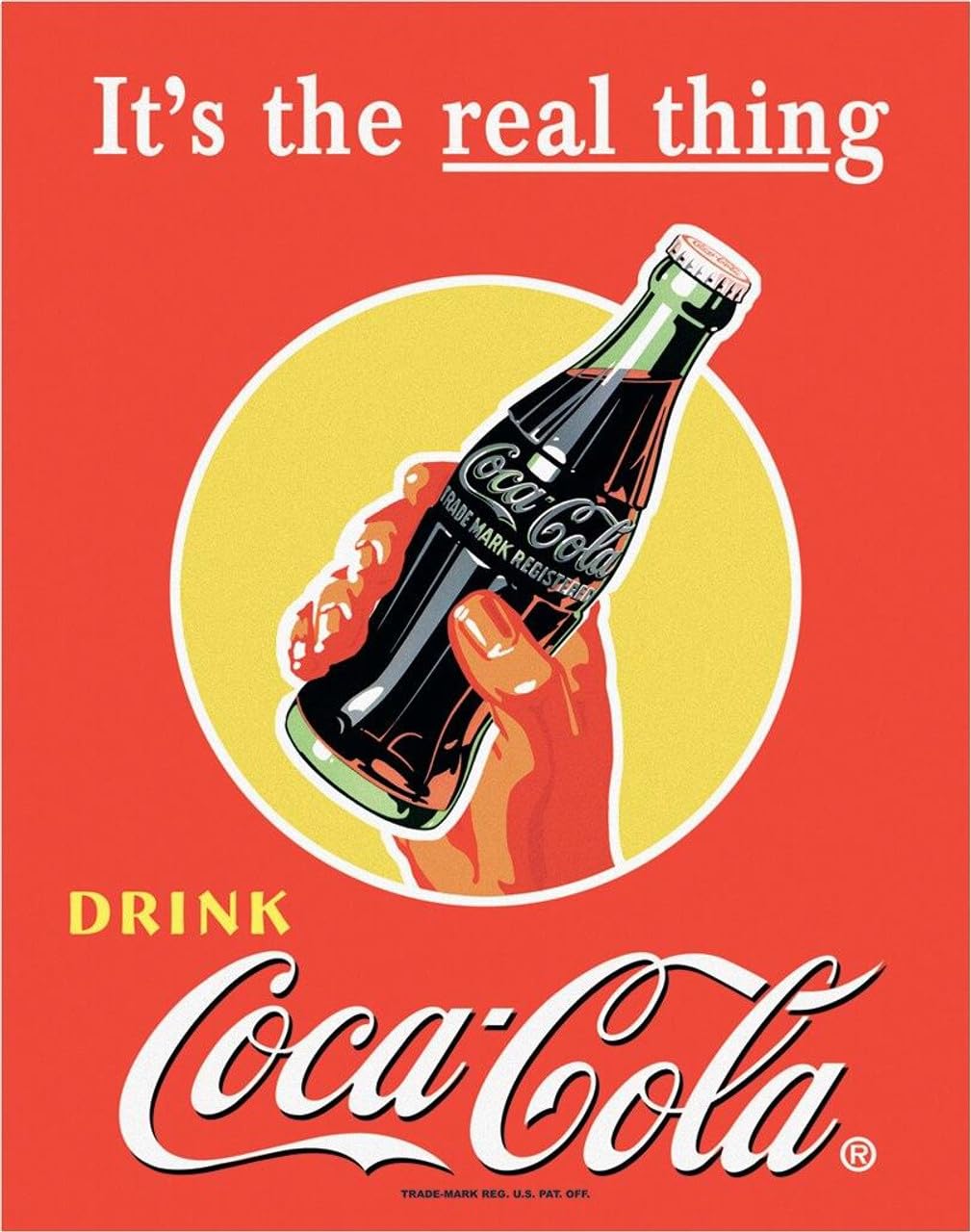 Desperate Enterprises It's The Real Thing Coca-Cola Tin Sign - Nostalgic Vintage Metal Wall Décor - Made in USA