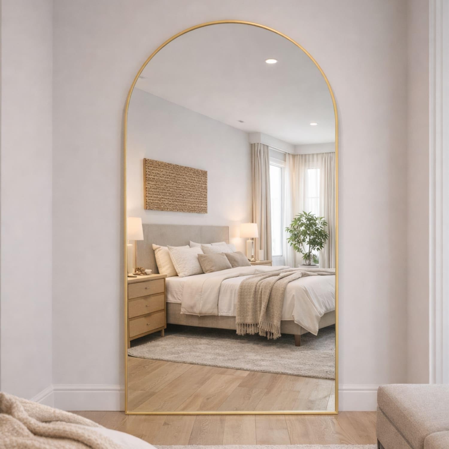 Jobu | Gold – 180x90cm Arched Wall Mirror – Tall Full Length Mirror for Bedrooms, Hallways & Modern Interiors | Akiko