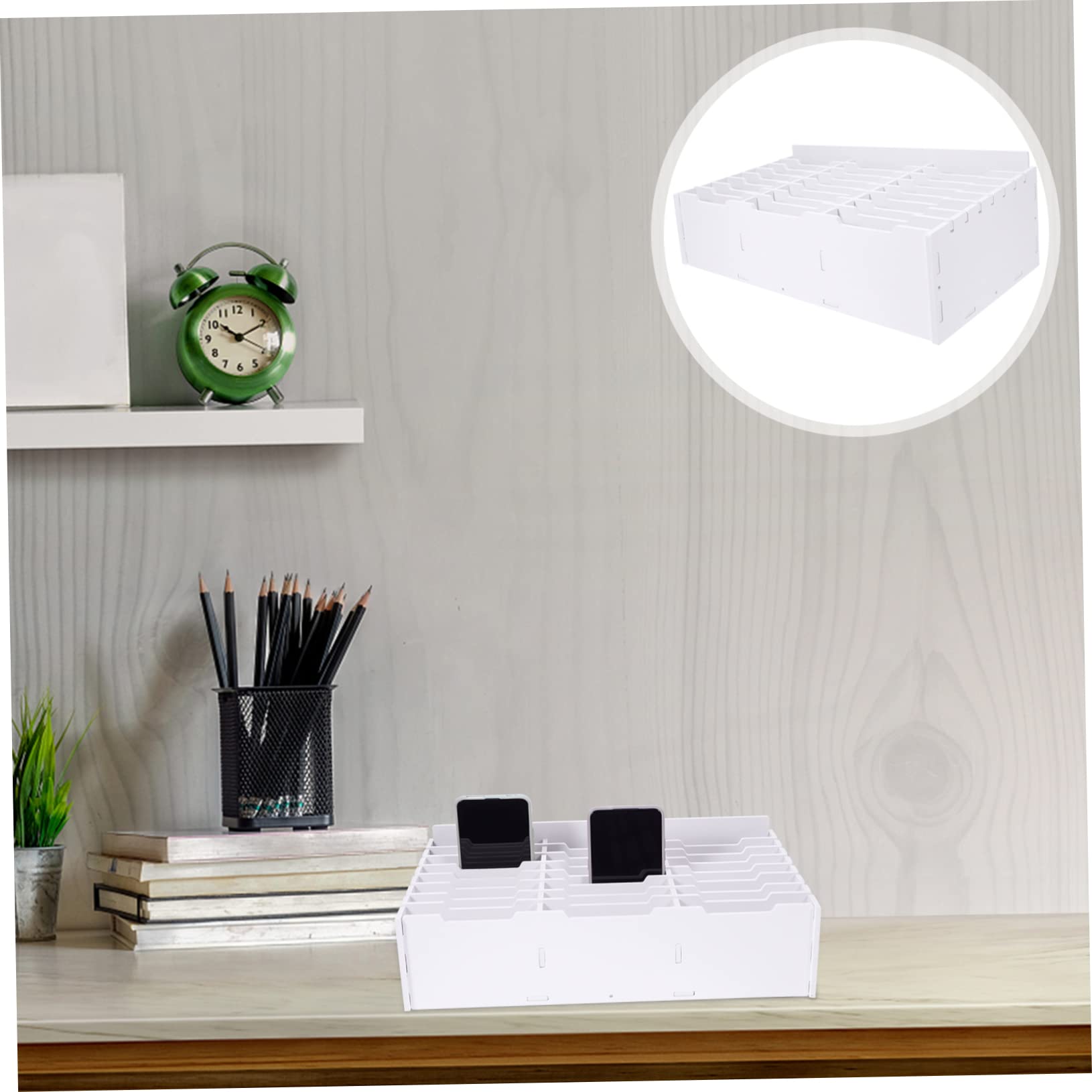 Gatuida Organizer da Scrivania e Portaoggetti in Truciolato Bianco Scomparti Multipli Superficie Levigata per Cellulari per Ufficio e Aula