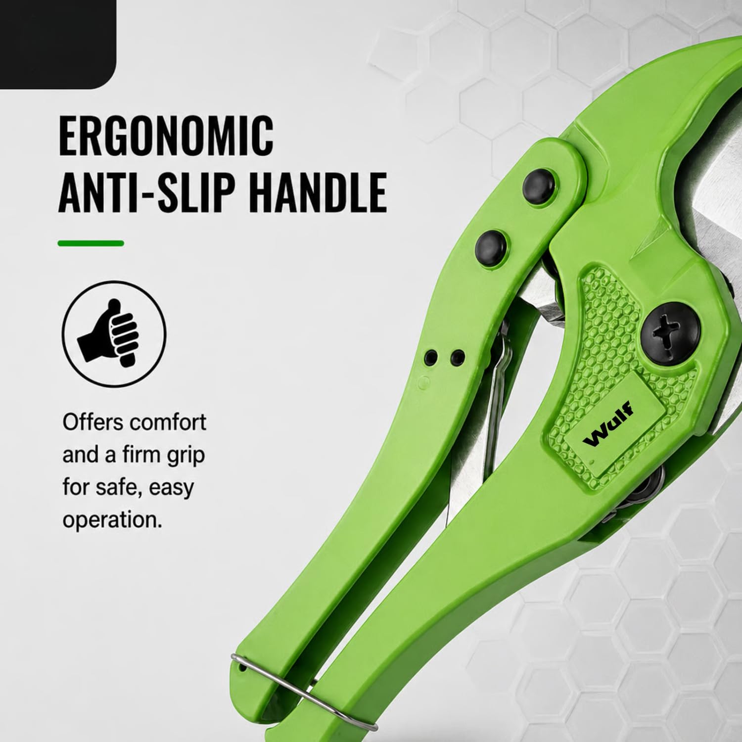 Wulf Pipe Cutter Heavy Duty Green Blade Open 42mm Cutting Stainless Steel Blade, Plastic Cutting Scissors for PVC, Plastic Hoses, PPR, Vinyl, Rubber Tubes 4