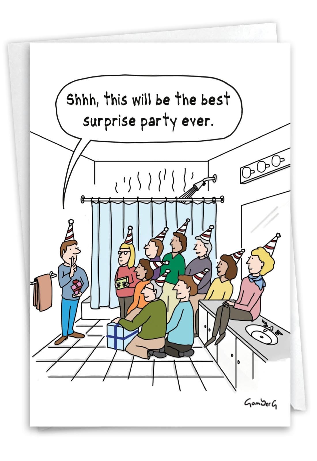 NobleWorks, Funny Birthday Greeting Card with 5 x 7 Inch Envelope (1 Card) Bday Surprise Party C10872BDG — image 1