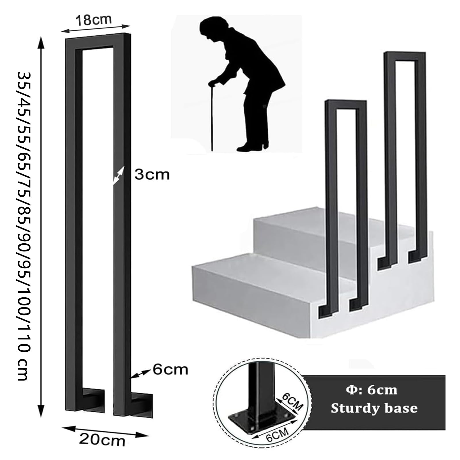 Pasamanos De Escalera En Forma De U, Pasamanos De Escalera Con Patrón De Diamante, Pasamanos De Tubo Cuadrado Para Escaleras Interiores, Porche, Cubierta, Loft, Pasillo, Postes De Soporte