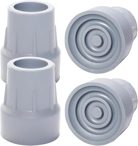 Puntas de muleta, paquete de 4 puntas de goma resistentes de 1 pulgada para muletas de repuesto para caminantes, comodidades, sillas de ducha, patas