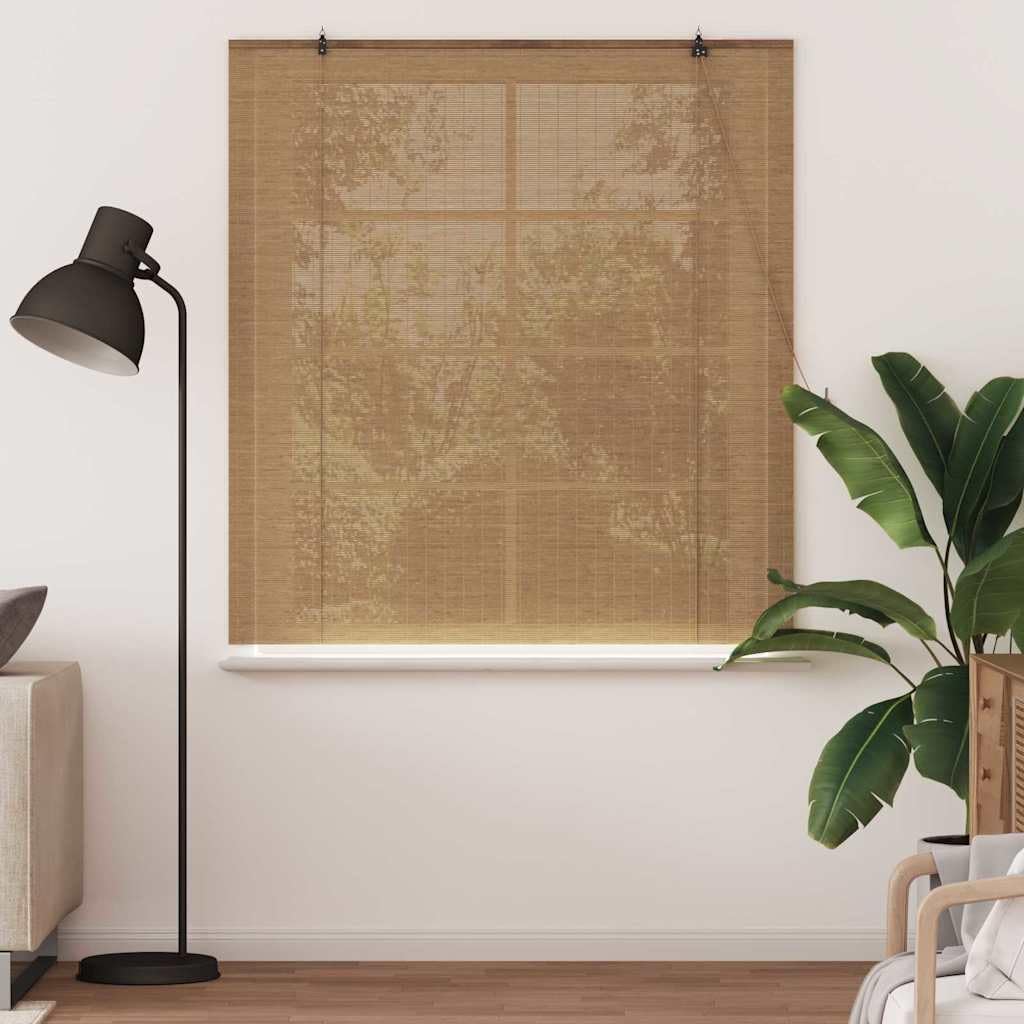 Roleta brązowa bambusowa 150 x 160 cm, przepuszczająca światło i odporna na promieniowanie UV, żaluzja, ochrona przed spojrzeniami, do sypialni, salonu, łatwy montaż, naturalny wygląd plisy