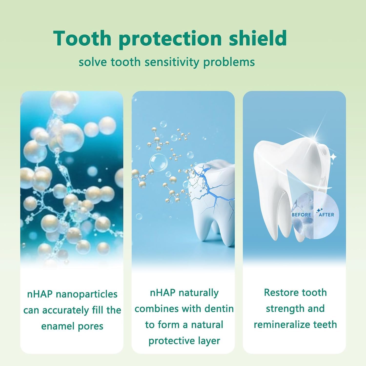Pasta dental con hidroxiapatita, favorece la remineralización dental, fórmula natural sin flúor, alivia al instante la sensibilidad dental, apta para el cuidado bucal de adultos y niños 10 unidades