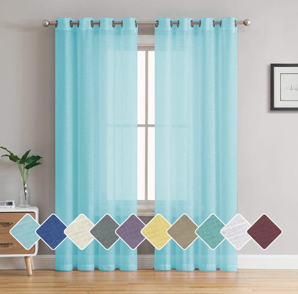 Cloth Fusion 7 Feet Cotton Feel Solid Grommet Semi Transparent Sheer Door Curtains - Aqua, Set of 2 (213 x 137 Cm or 7 x 4.5 ft) (B09JZNB8B7) Amazon Price History, Amazon Price Tracker