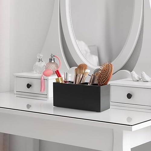 Miniatura 3 de Bivvclaz Soporte para lápices para escritorio, organizadores de escritorio de oficina de madera y accesorios con 4 ranuras para encimera,