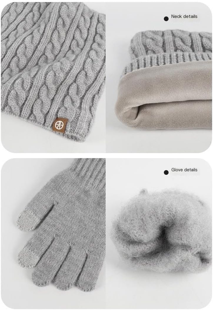 3Pcs Kids Winter Knit Hat Scarf Gloves Set Neck Warmer for 2-8 Years Old Boys Girls Kids Hat and Gloves Set(Black)