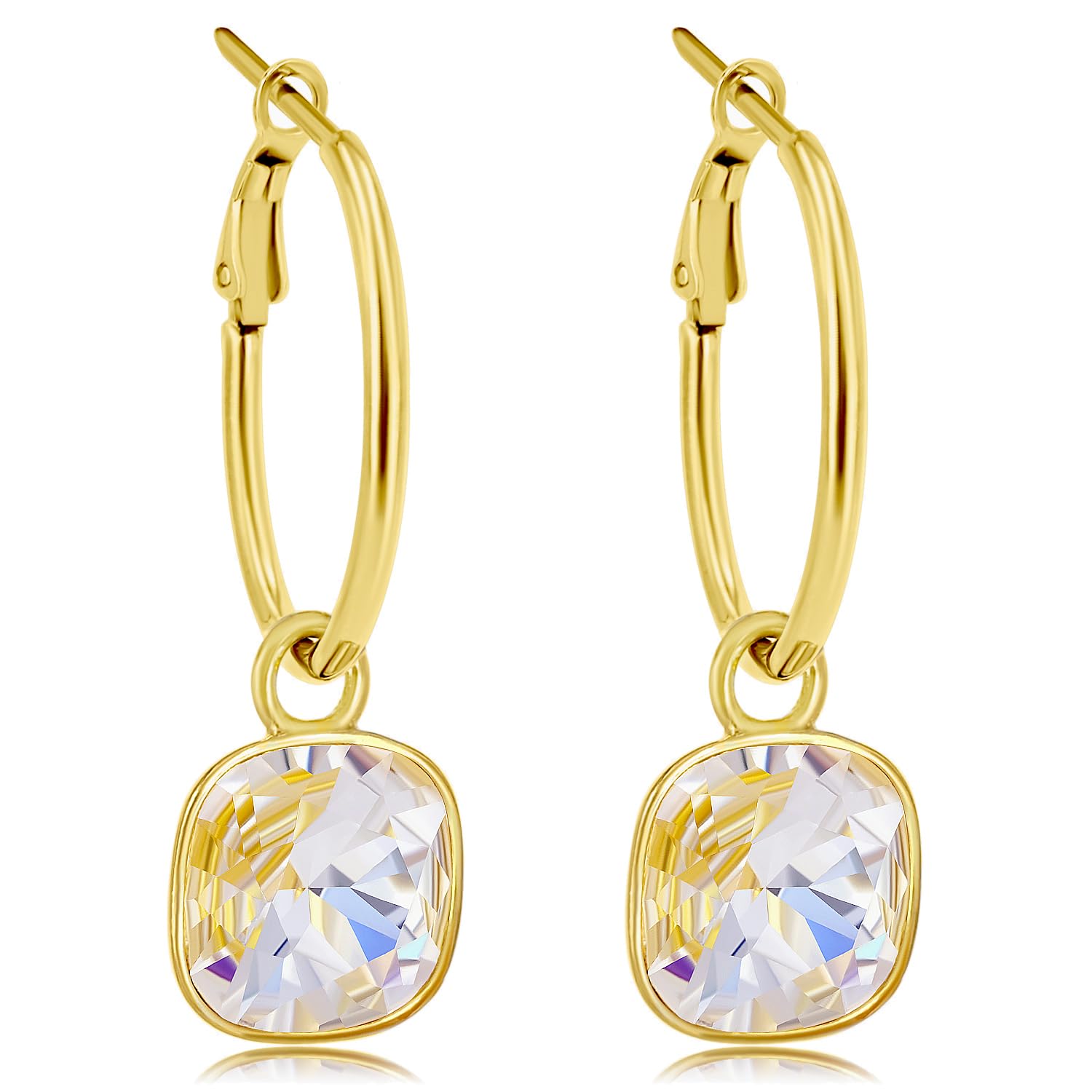 NOBEL SCHMUCK 925 Sterling Silber Gold Creolen mit Charm Anh