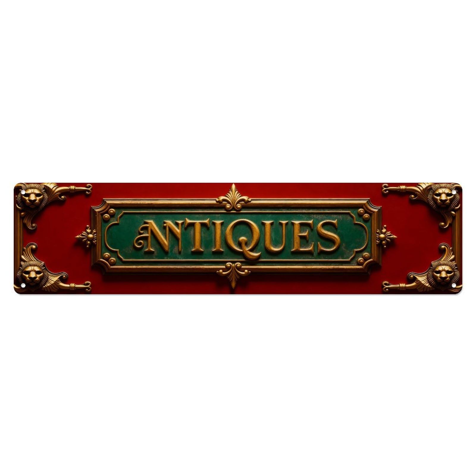 Antique Ornate Gold Sign Metal Tin Sign Plaque