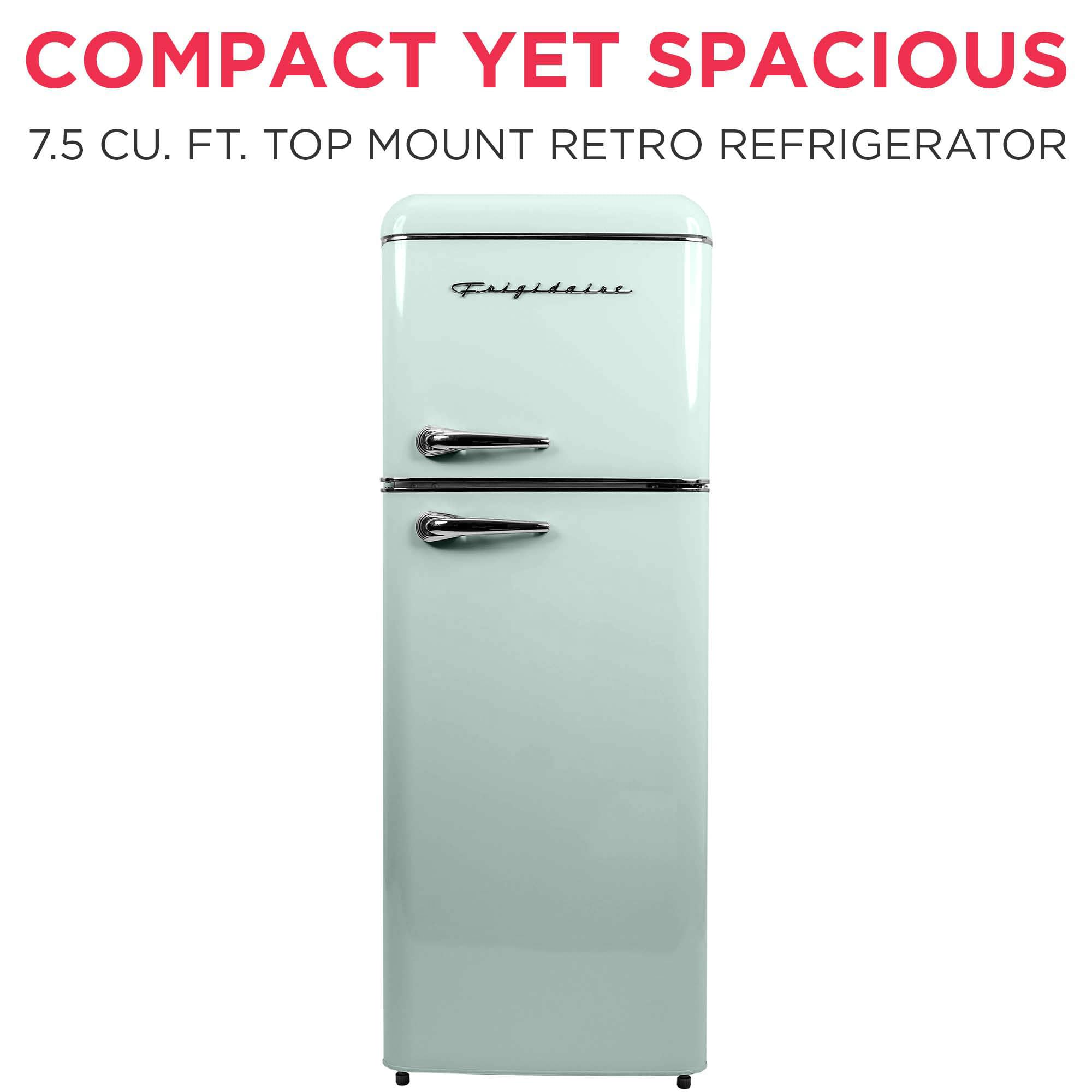 Frigidaire, 2 Door Apartment Size Retro Refrigerator With Top Freezer, Chrome Handles, 7.5 Cu Ft, Green on Fridge.com - View 3