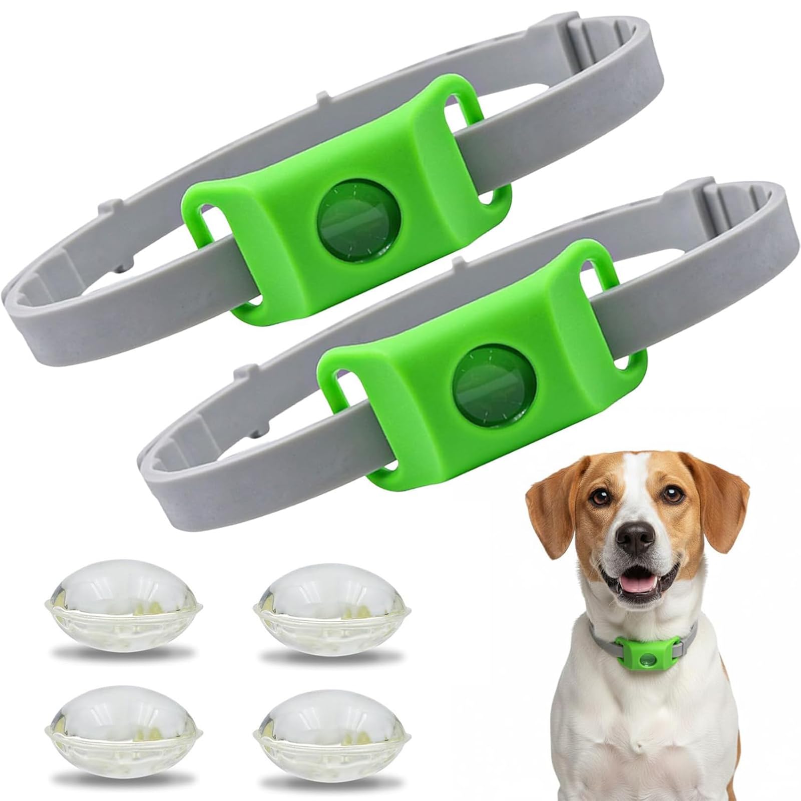 Natürliches Floh- & Zeckenhalsband mit Repellent-Anhängern für Hunde, 2 St.