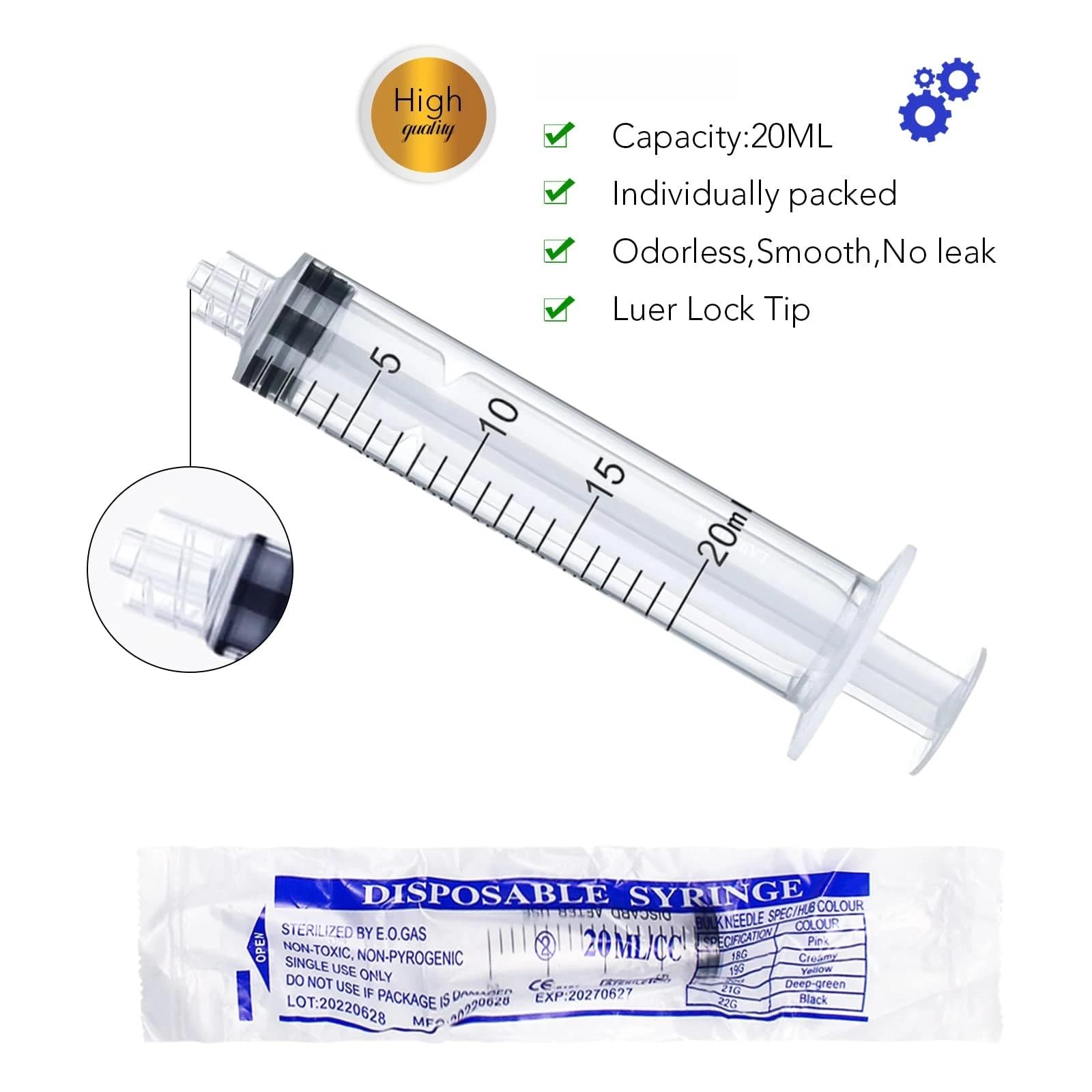 Lot de 50 seringues de 20 ml pour mesurer, nourrir les animaux domestiques, distribuer de l'huile et de la colle