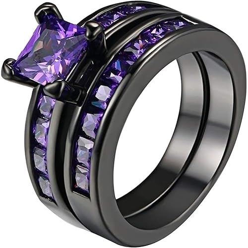 iLH Clearance Rings,Women&Mens Fashion Luxury Inlaid Teak Titanium Rings Engagement Wedding Rings Jewelry Gift by ZYooh (E, 7)