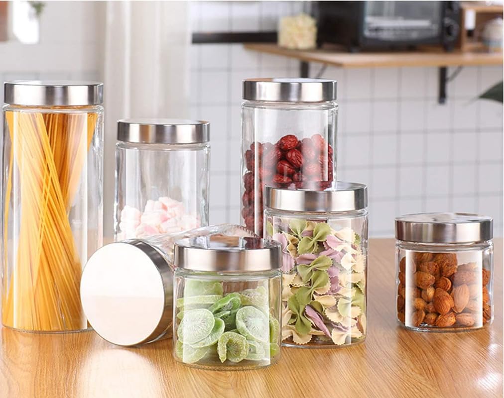 ISKO Borosilciate Glass Jar 600ML/400 ML/1000ML with Airtight Steel Cap (2 Pc. each total 6 pcs)-image-17