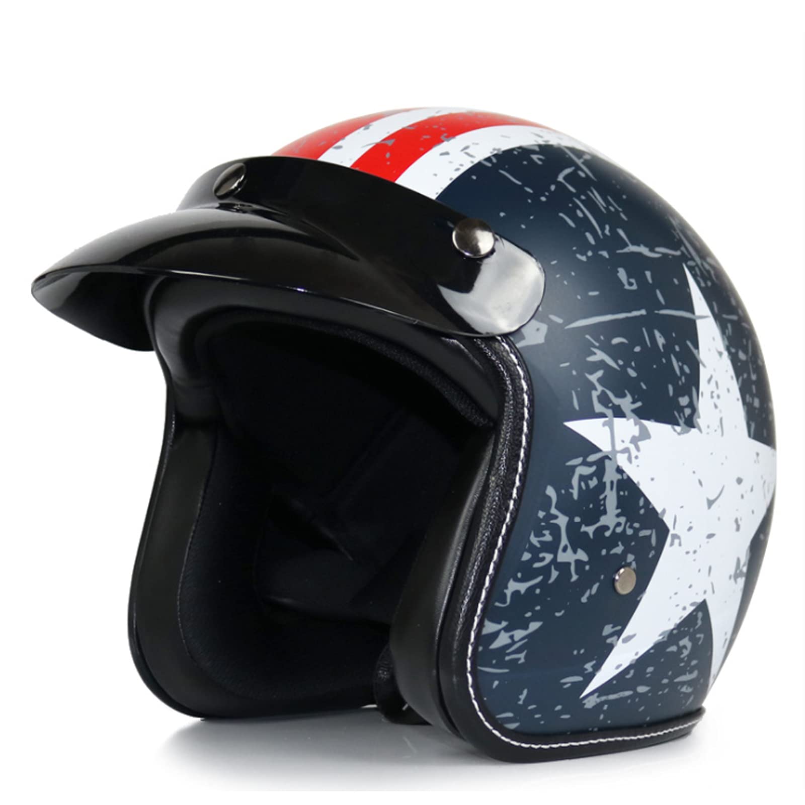 Casco Moto Jet Aperto 3/4 Retro – Modulabile Per Scooter E Ciclomotore, Omologato ECE/DOT, Taglia L (58-59 Cm), Colore Bright Black, Traspirante E Anticollisione
